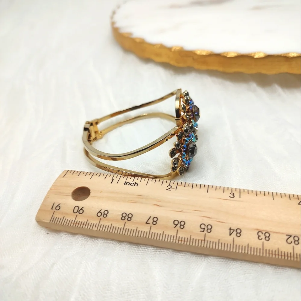 Elegant Gold and Aurora Borealis Magnetic Clasp Bracelet